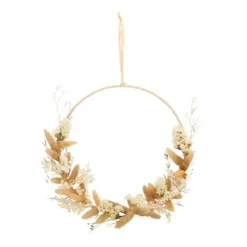 Couronne de fleurs séchées - 28 cm - Beige