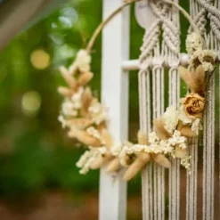 Couronne de fleurs séchées - 28 cm - Beige
