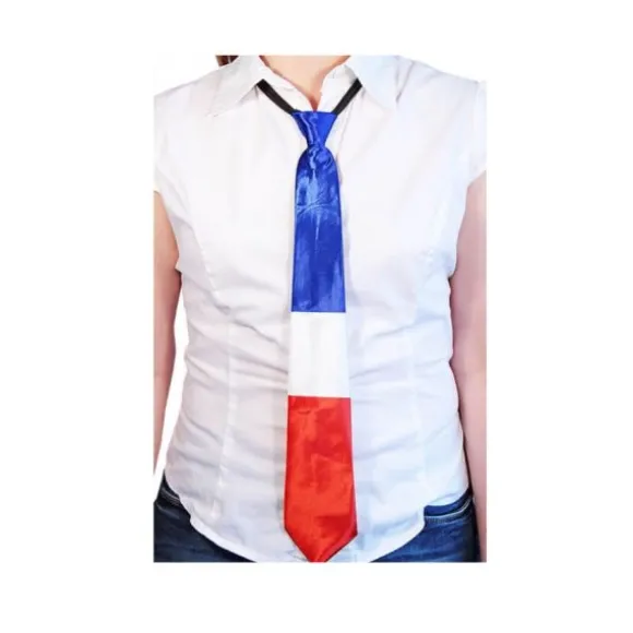 Cravate tricolore France en polyester pour adulte