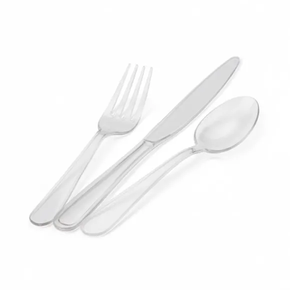 24 cuillères de dégustation transparentes réutilisables en plastique - 10 cm