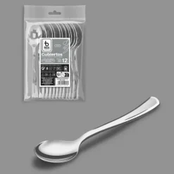 12 cuillères à dessert en argent en plastique réutilisable - 13 cm