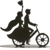 Décoration de Gâteau - Couple de Mariés à Bicyclette - 18 cm