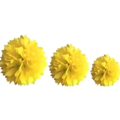 Décoration Pompon Jaune - Assortiment de 3 tailles