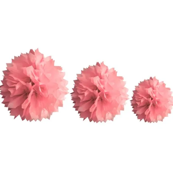 Décoration Pompon Rose - assortiment de 3 tailles