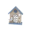 Décoration à poser en bois - Maison avec mouette, filet et coquillages - Collection Mer