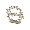 Décoration à poser en bois pour baptême - Couronne avec mot "Baptême"