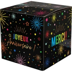 Décoration à poser "Joyeux Anniversaire" en bois - 20 x 4 x 20 cm - Collection Festicolor - Couleur au choix