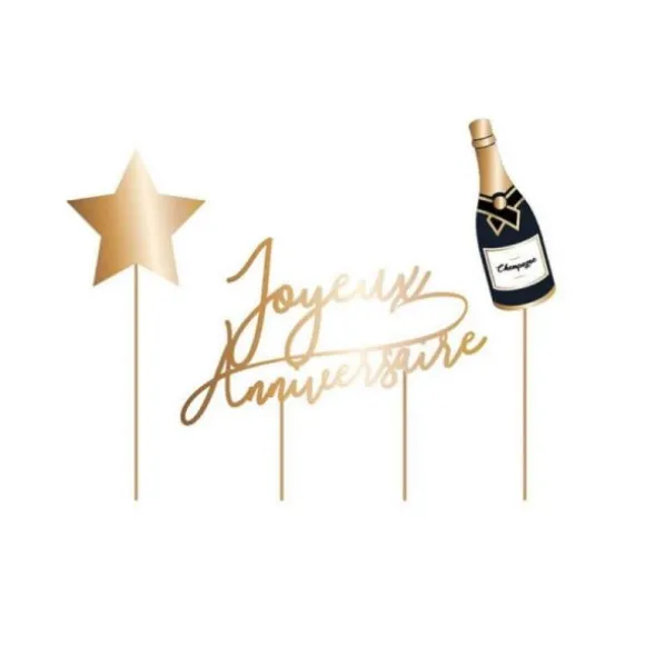 3 Décorations de Gâteau Cake Topper Joyeux Anniversaire