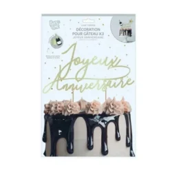 3 Décorations de Gâteau Cake Topper Joyeux Anniversaire