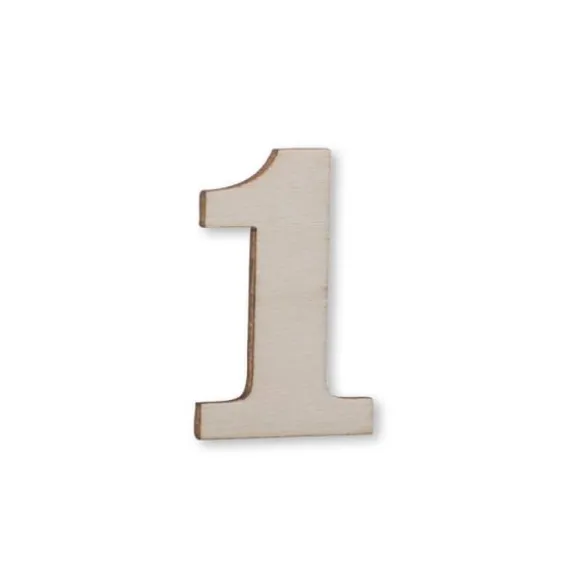 12 décorations en forme de chiffre en bois à parsemer - 3,5 cm - Chiffre au choix