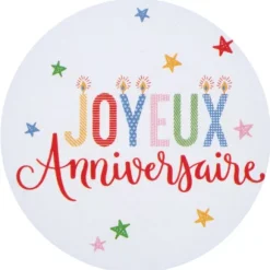 25 décorations en papier "Joyeux Anniversaire" à parsemer - Diamètre 5 cm - Collection Anni' Festy