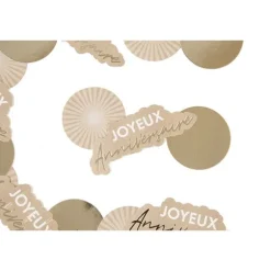 60 décorations en papier "Joyeux Anniversaire" à parsemer - 4 x 9 cm - Collection Éclat