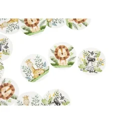 60 décorations en papier à parsemer - Diamètre 4 cm - Collection Animaux de la Savane