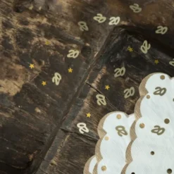 6 décorations pailletées en bois à parsemer pour anniversaire - Or - Âge au choix