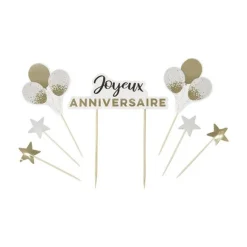7 décorations pour gâteau "Joyeux Anniversaire" - Collection Splendid