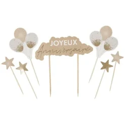7 décorations pour gâteau "Joyeux Anniversaire" - Collection Éclat