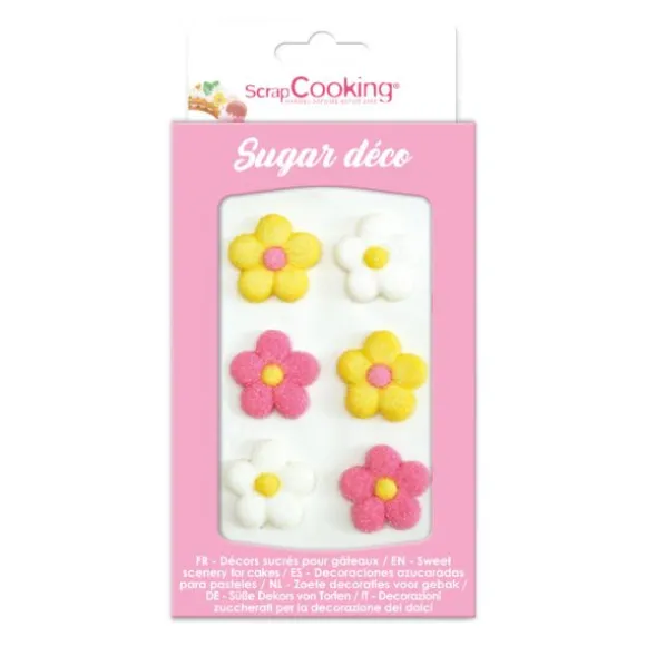 6 décorations sucrées pour gâteaux - Fleurs
