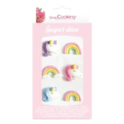 6 décorations sucrées pour gâteaux - Licorne