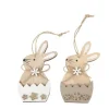 2 décorations à suspendre de Pâques - Lapinou avec œuf en bois - 10 x 5,2 cm
