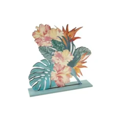 Décoration tropicale à poser en bois - Bouquet de fleurs tropicales