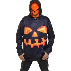 Déguisement avec sweat et masque de Citrouille Tueuse pour adulte - Taille unique