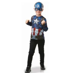 Déguisement Captain America avec masque pour enfant - Taille unique