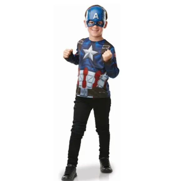 Déguisement Captain America avec masque pour enfant - Taille unique