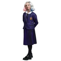 Déguisement de Mercredi ® Addams pour enfant - Uniforme scolaire de Nevermore - Noir / Violet - Taille au choix