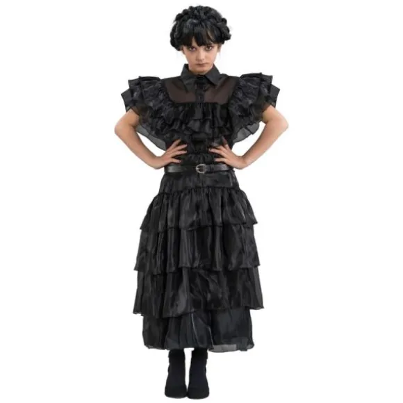 Déguisement de Mercredi ® Addams pour enfant - Robe de bal noire - Taille au choix
