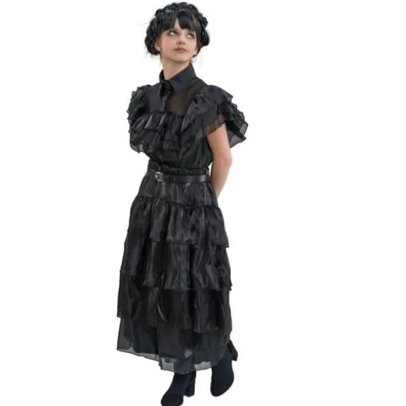 Déguisement de Mercredi ® Addams pour enfant - Robe de bal noire - Taille au choix
