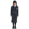 Déguisement de Mercredi ® Addams pour enfant - Uniforme scolaire de Nevermore - Noir / Gris - Taille au choix
