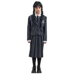 Déguisement de Mercredi ® Addams pour enfant - Uniforme scolaire de Nevermore - Noir / Gris - Taille au choix