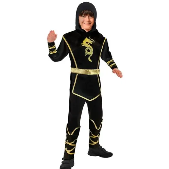Déguisement de Ninja Noir & Or pour garçon - Taille au choix