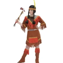 Déguisement Fille Indienne (Tunique, couvre-bottes, ceinture, coiffe) - Taille au Choix