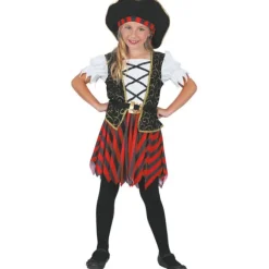 Déguisement Pirate Rouge et Noir - Fille - Taille au choix
