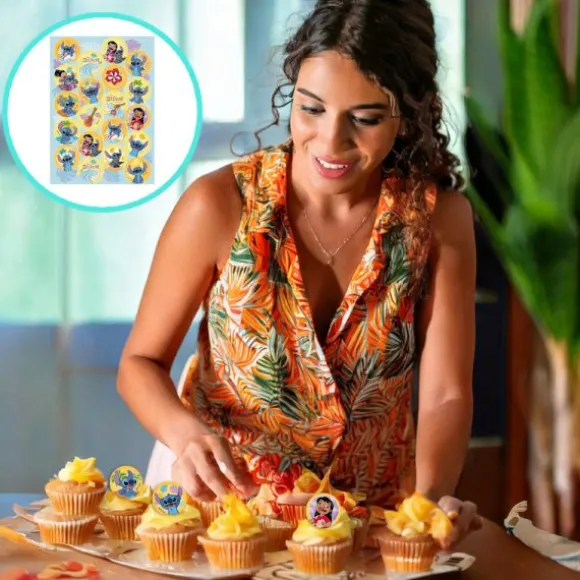 20 disques comestibles pour gâteau d'anniversaire - Diamètre 3,4 cm - Stitch™
