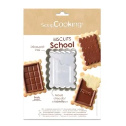 Emporte-pièce en inox et moule à chocolat pour biscuits - Biscuits School