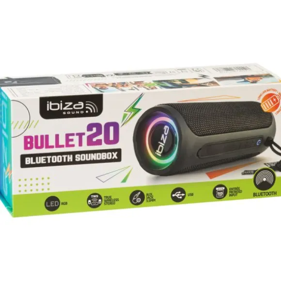 Enceinte Bluetooth à LED avec USB et Micro-SD - BULLET20