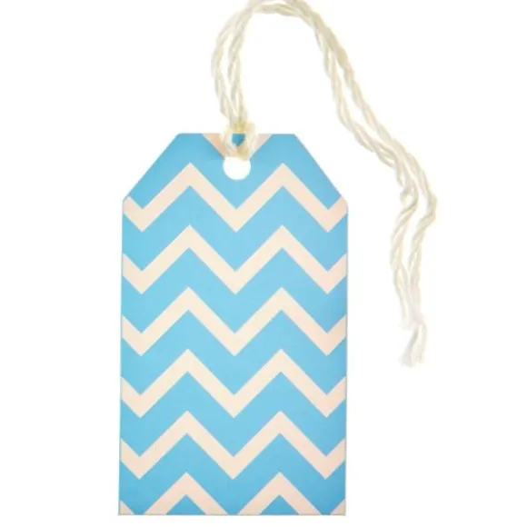 12 Etiquettes à Chevrons - Bleu Ciel