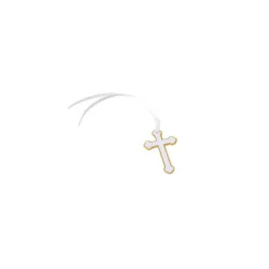 10 Etiquettes en forme de Croix avec ruban satin blanc