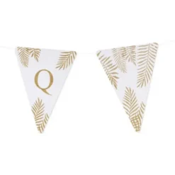 5 Fanions Blancs et Paillettes Or " Q " - Fougère