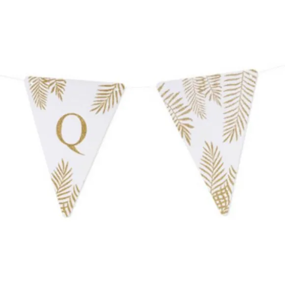 5 Fanions Blancs et Paillettes Or " Q " - Fougère