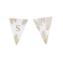 5 Fanions Blancs et Paillettes Or 