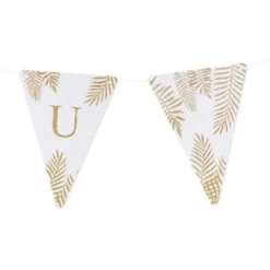 5 Fanions Blancs et Paillettes Or " U " - Fougère