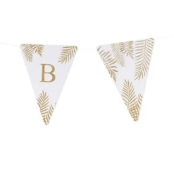 5 Fanions Blancs et Paillettes Or " B " - Fougère