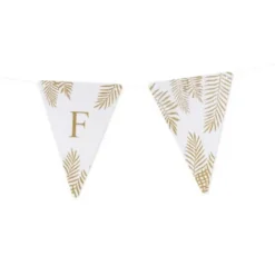 5 Fanions Blancs et Paillettes Or 