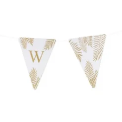 5 Fanions Blancs et Paillettes Or " W " - Fougère