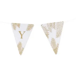 5 Fanions Blancs et Paillettes Or " Y " - Fougère