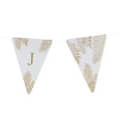 5 Fanions Blancs et Paillettes Or " J " - Fougère