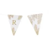 5 Fanions Blancs et Paillettes Or " R " - Fougère